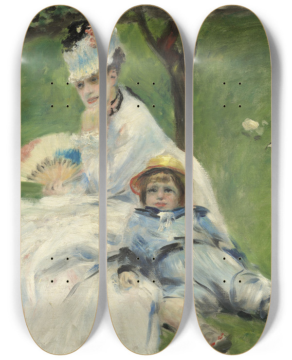 Triptych art skateboard deck of Pierreauguste Renoir Madame Monet And Her Son by Pierre-Auguste Renoir (1841-1919)