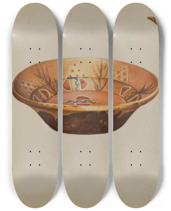 Triptych art skateboard deck of Anna Aloisi Pa German Bowl by Anna Aloisi