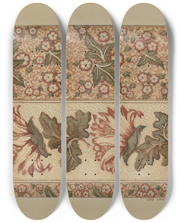 Triptych art skateboard deck of Erwin Stenzel Chintz by Erwin Stenzel