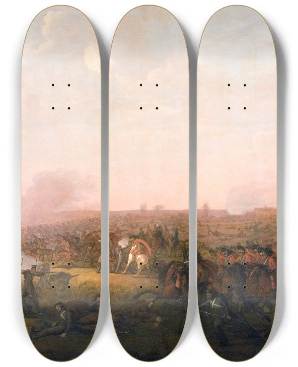 Triptych art skateboard deck of Jrgen Sonne Battle Of Sehested by Jorgen Sonne (1801-1890)