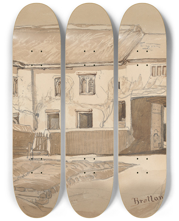 Triptych art skateboard deck of Rev James Bulwer One From A Volume Of Drawings And Prints_48 by Rev James Bulwer (1794-1879)