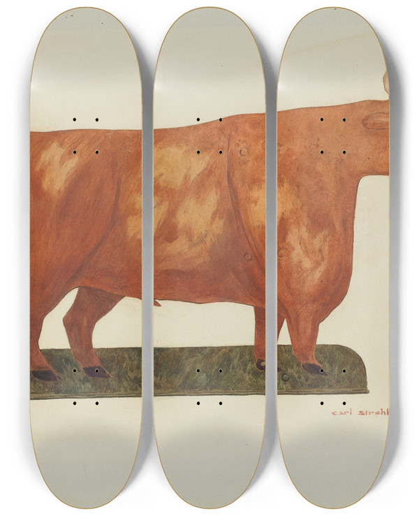 Triptych art skateboard deck of Carl Strehlau Weather Vane_2 by Carl Strehlau