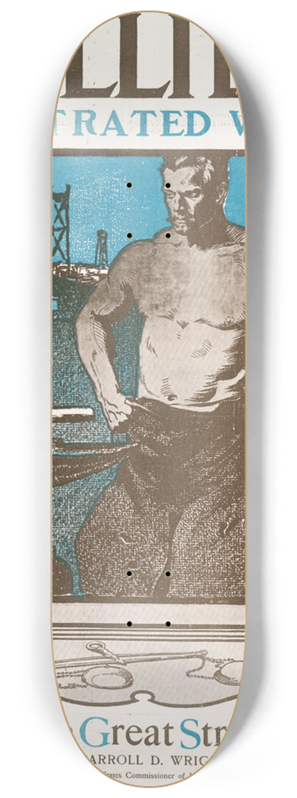 Edward Penfield - Colliers Illustrated Weekly, The Great Strike By Carrol D. Wright 8.25 inch art skate deck