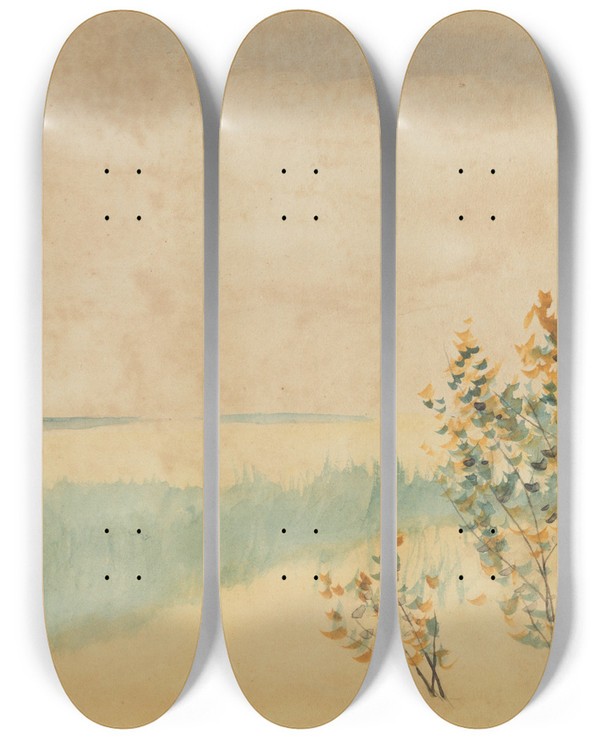 Triptych art skateboard deck of Lon Spilliaert Landschap by Leon Spilliaert (1881-1946)