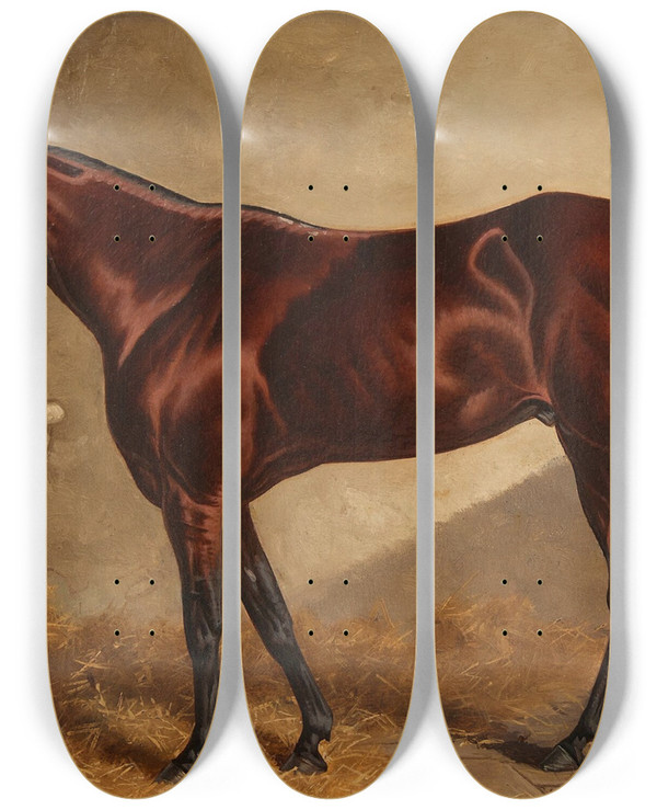 Triptych art skateboard deck of Henry Stull General Monroe In A Stable by Henry Stull (1851-1913)