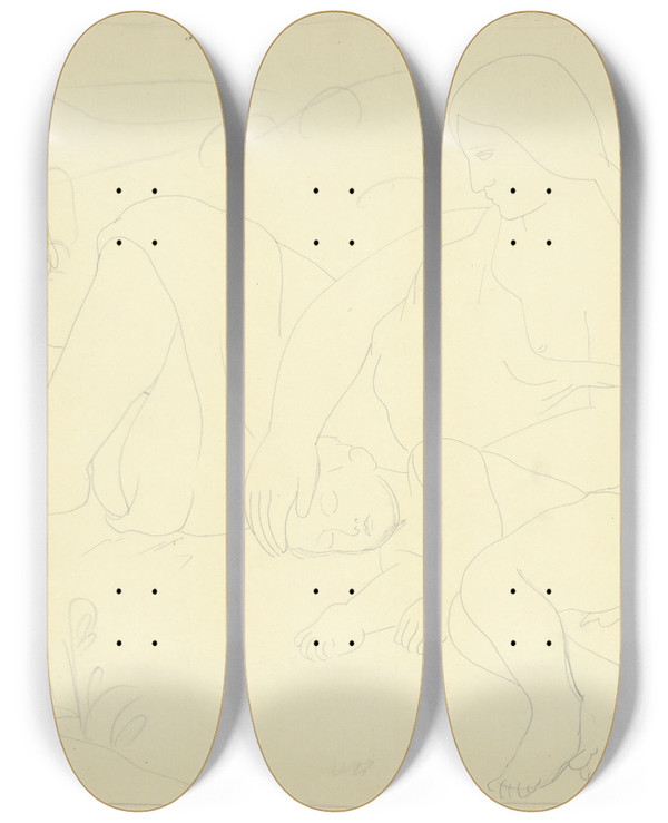 Triptych art skateboard deck of Mikul Galanda Matka S Dieaom_2 by Mikulas Galanda (1895-1938)