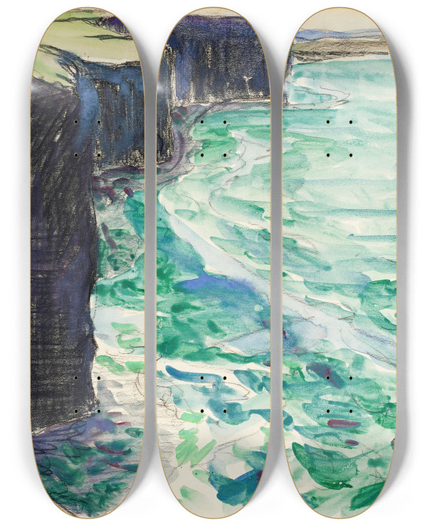 Triptych art skateboard deck of Maxime Maufra The Cliff by Maxime Maufra (1861-1918)