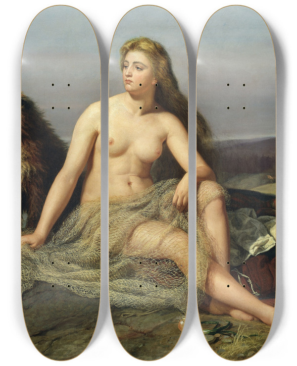Triptych art skateboard deck of Mrten Eskil Winge Kraka by Marten Eskil Winge (1825-1896)
