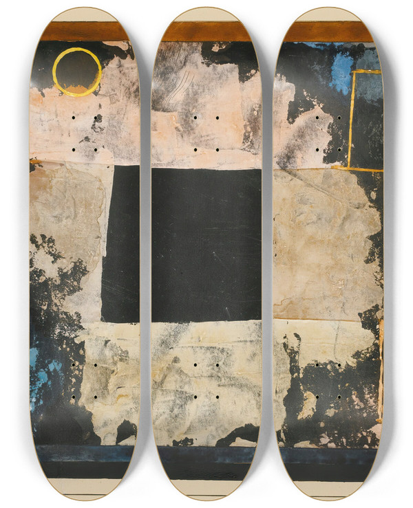 Triptych art skateboard deck of Paul Klee Felsen Kammern Rockcut Chambers by Paul Klee (1879-1940)