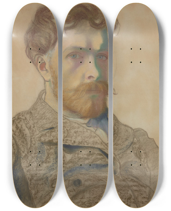 Triptych art skateboard deck of Stanisaw Wyspiaski Autoportret Stanisawa Wyspiaskiego by Stanislaw Wyspianski (1869-1907)