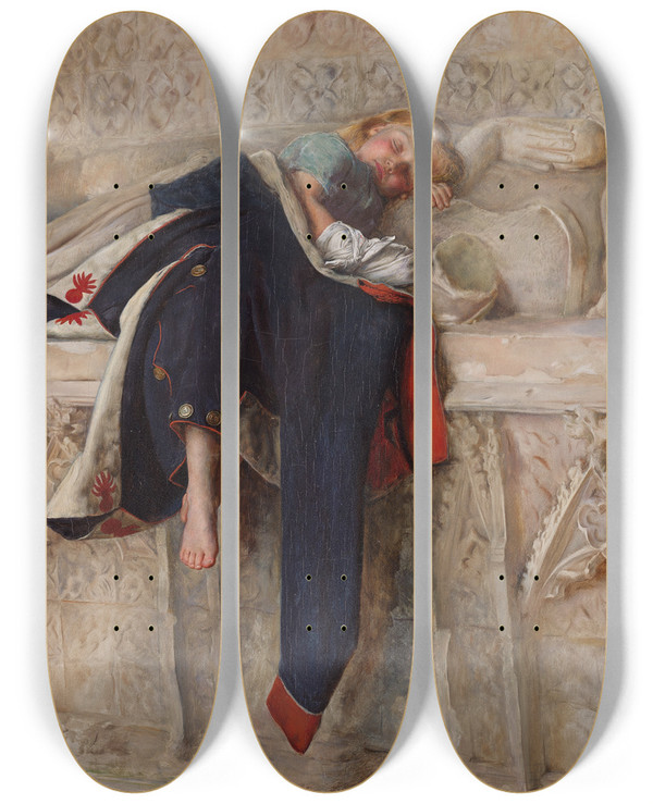 Triptych art skateboard deck of Sir John Everett Millais Lenfant Du Rgiment by Sir John Everett Millais (1829-1896)