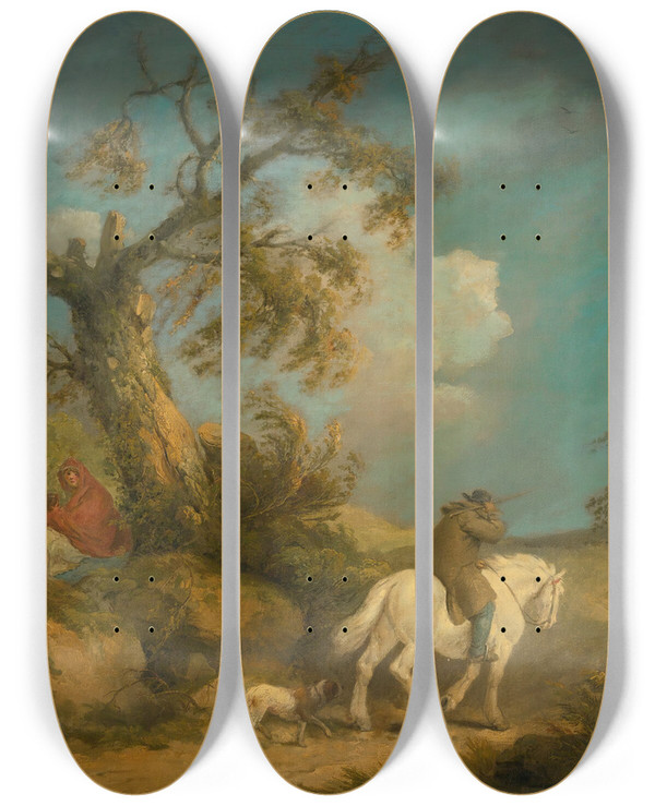 Triptych art skateboard deck of George Morland The Storm by George Morland (1763-1804)