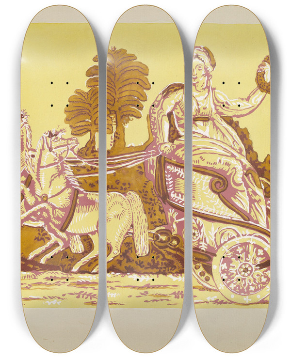 Triptych art skateboard deck of Robert Galvin Bandbox Paper by Robert Galvin