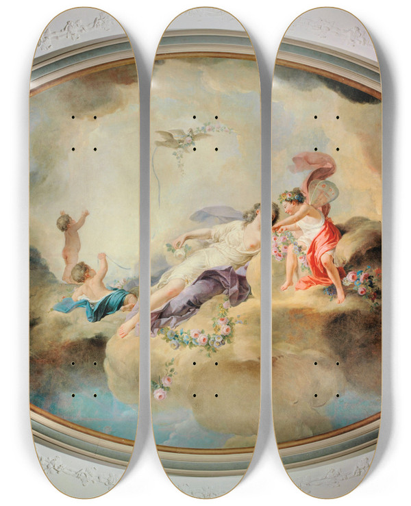 Triptych art skateboard deck of Louisjeanfranois Lagrene Le Triomphe De Flore by Louis-Jean-Franois Lagrene (1724-1805)