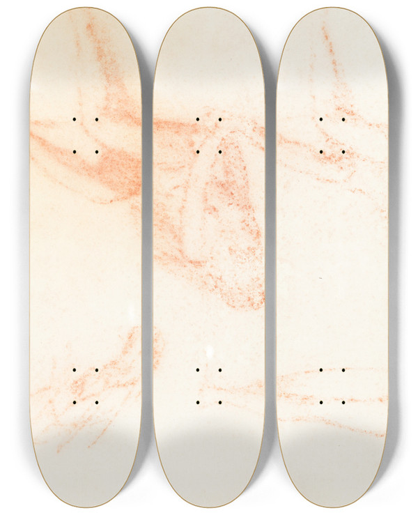 Triptych art skateboard deck of William Blake Richmond Studies For The Wise And Foolish Virgins Recto Ii by William Blake Richmond (1842-1921)