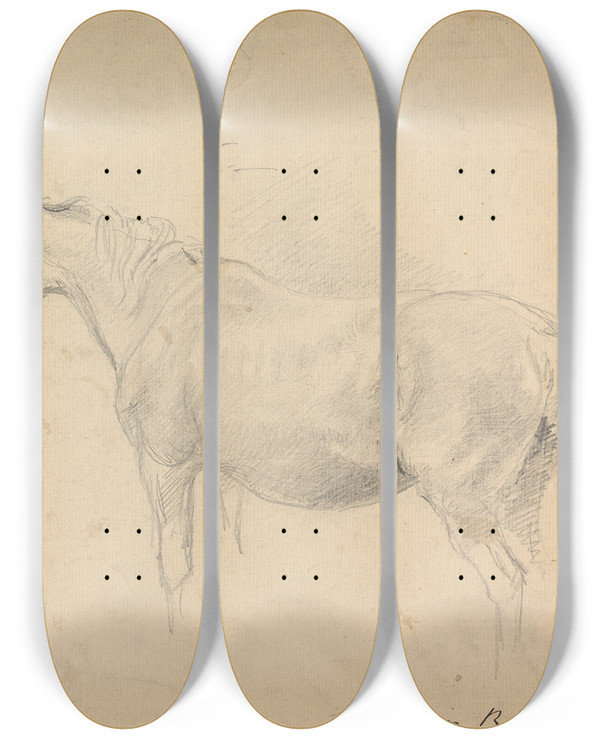 Triptych art skateboard deck of Sawrey Gilpin Sketch Of A Horse by Sawrey Gilpin (1733-1807)