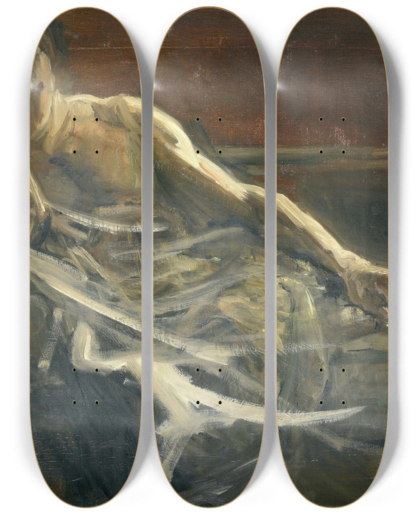 Triptych art skateboard deck of Jozef Israls Saul by Jozef Israels (1824-1911)