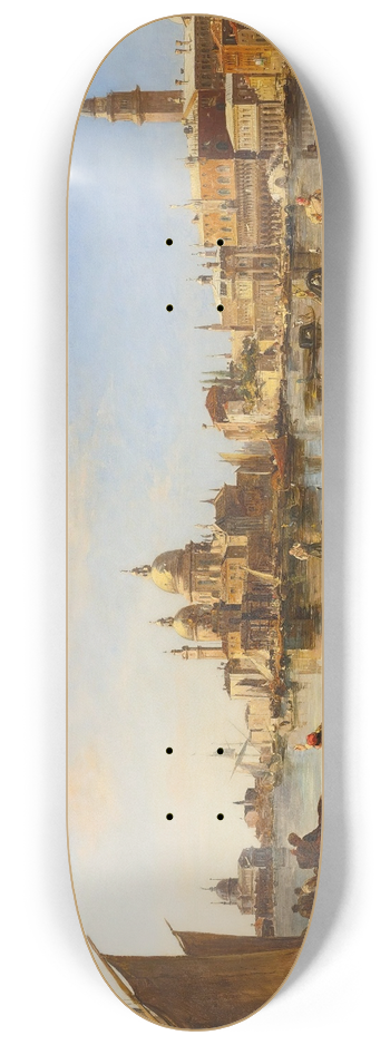 Edward Pritchett - Gondolas And Fishing Boats At The Mouth Of The Grand Canal, Venice 8.25 inch art skate deck