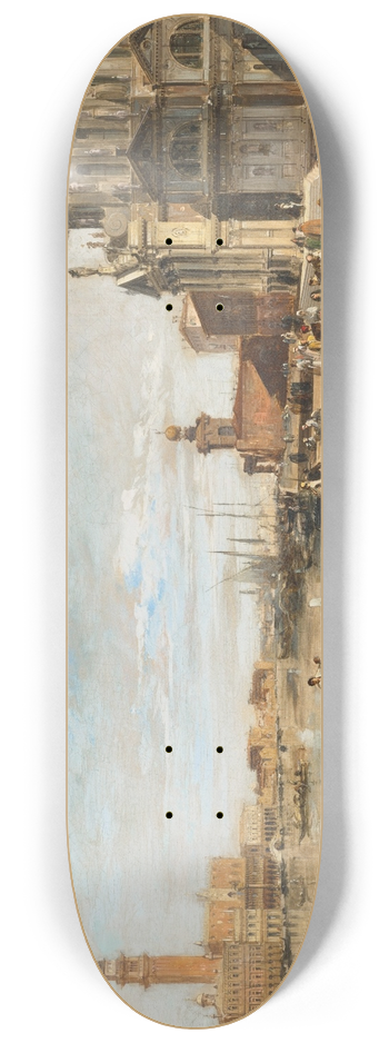 Edward Pritchett - The Grand Canal, Venice, with the Doges Palace, the Dogana, and Basilica di Santa Maria della Salute 8.25 inch art skate deck