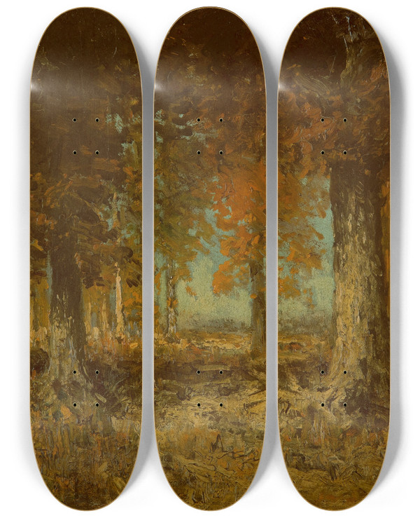 Triptych art skateboard deck of Julian Onderdonk Edge Of The Woods by Julian Onderdonk (1882-1922)