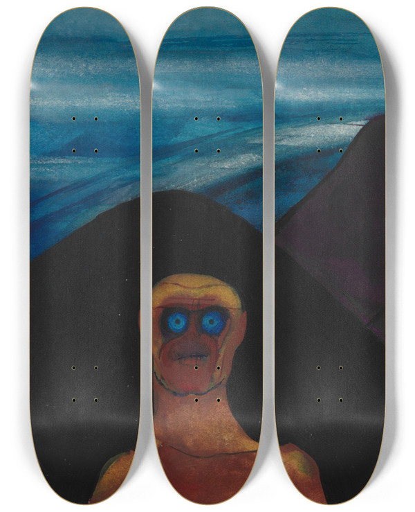Triptych art skateboard deck of Karl Wiener Ohne Titel_12 by Karl Wiener (1901-1949)