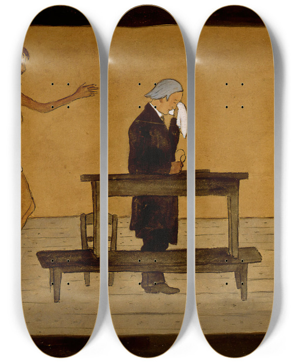 Triptych art skateboard deck of Hugo Simberg For Thy Sake by Hugo Simberg (1873-1917)