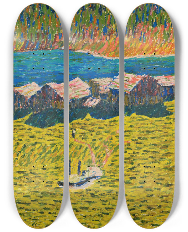 Triptych art skateboard deck of Giovanni Giacometti Capolago by Giovanni Giacometti (1868-1933)