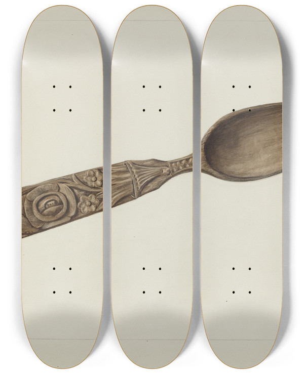 Triptych art skateboard deck of Henry Rasmusen Wooden Spoon by Henry Rasmusen
