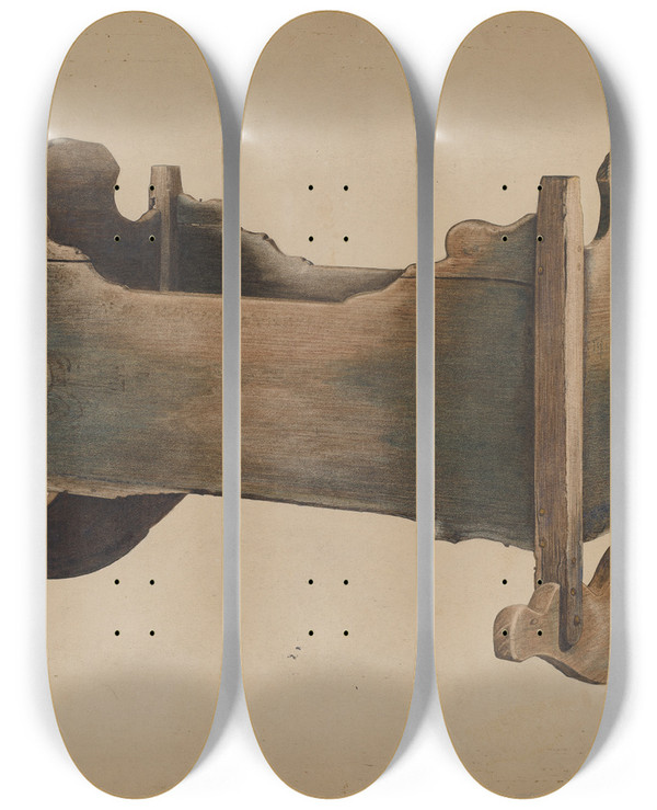 Triptych art skateboard deck of Harley Kempter Baby Cradle by Harley Kempter