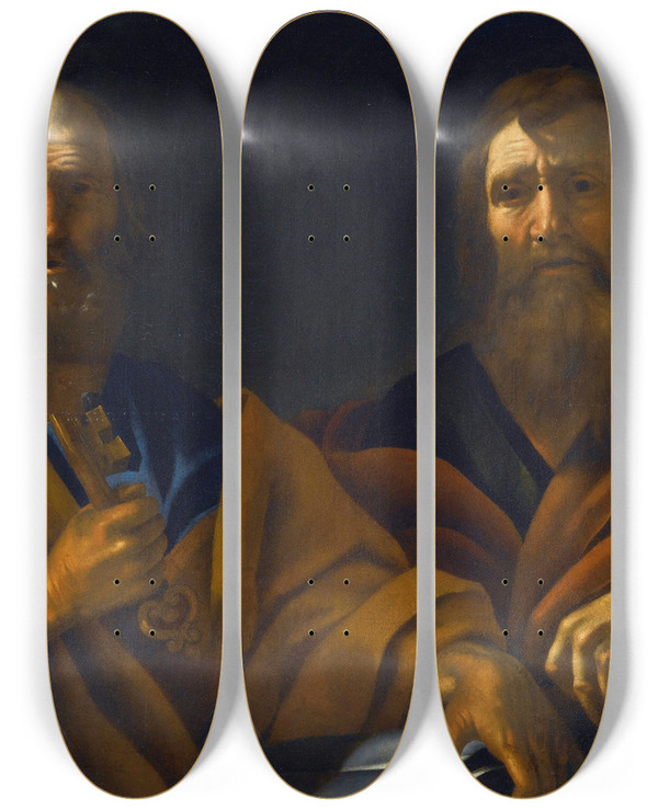 Triptych art skateboard deck of Roman School Saints Peter And Paul by Roman School