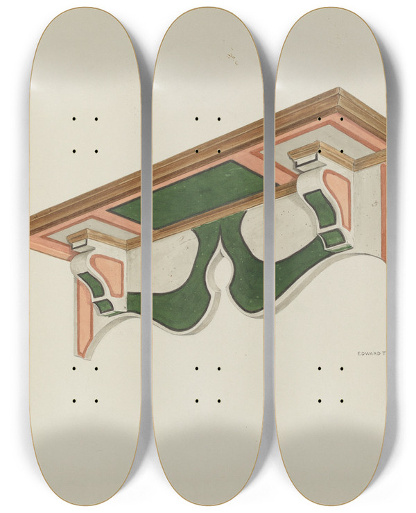 Triptych art skateboard deck of Edward Jewett Wall Bracket Ecclesiastical_2 by Edward Jewett (20-)