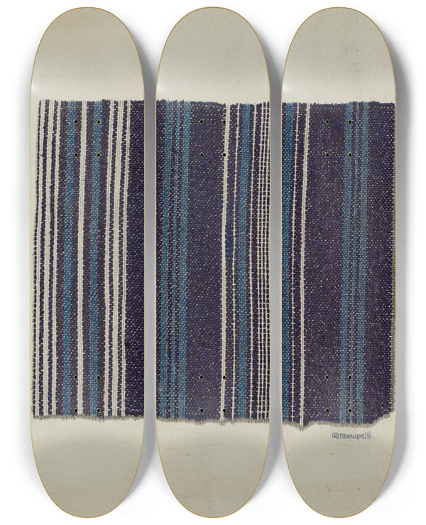 Triptych art skateboard deck of Raymond Manupelli Linsey Woolsey by Raymond Manupelli