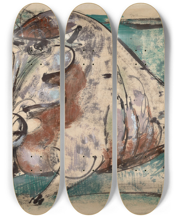 Triptych art skateboard deck of John Galloway Warthog by John Galloway (20-)
