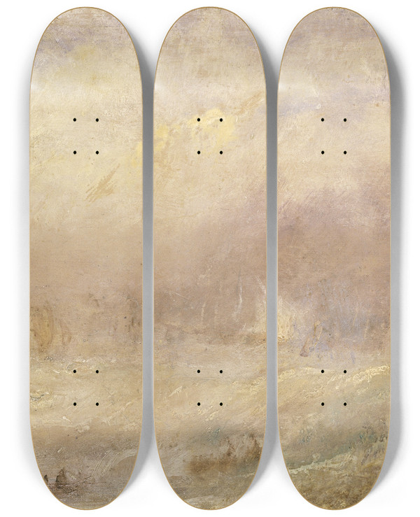 Triptych art skateboard deck of Joseph Mallord William Turner A View Of Deal by Joseph Mallord William Turner (1775-1851)