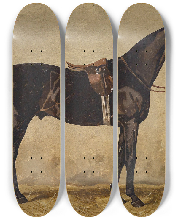 Triptych art skateboard deck of Emil Volkers Rappe by Emil Volkers (1831-1905)