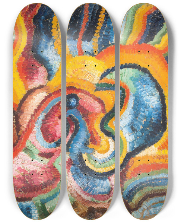 Triptych art skateboard deck of Wilhelm Morgner Astrale Composition Xvi by Wilhelm Morgner (1891-1917)