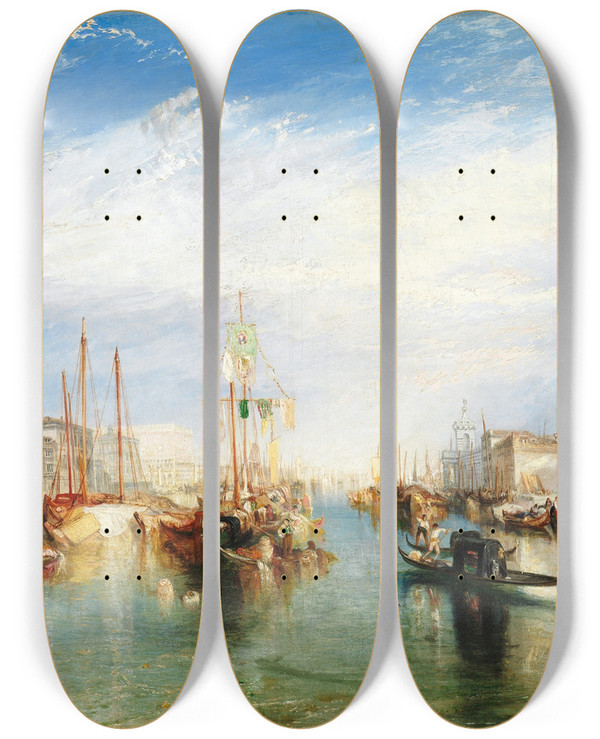 Triptych art skateboard deck of Joseph Mallord William Turner Venice From The Porch Of Madonna Della Salute by Joseph Mallord William Turner (1775-1851)