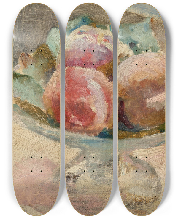 Triptych art skateboard deck of Douard Vuillard Le Compotier De Pches Bowl Of Peaches by douard Vuillard (1868-1940)