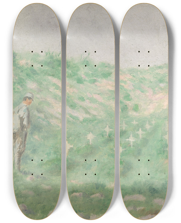 Triptych art skateboard deck of Dezider Czlder Military Cemetery by Dezider Czolder (1875-1933)