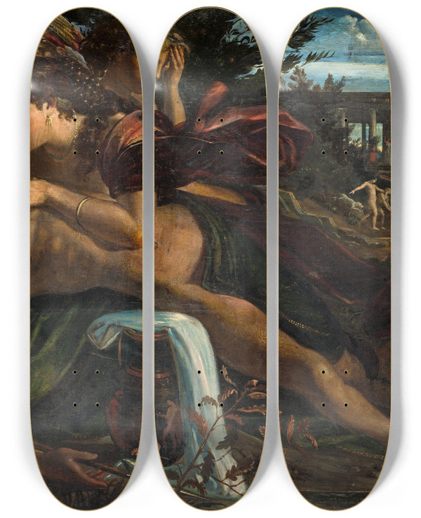 Triptych art skateboard deck of Achilles Forcart Venus Mourning Adonis by Achilles Forcart (1840-1895)