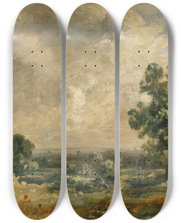 Triptych art skateboard deck of John Constable English Landscape by John Constable (1776-1837)