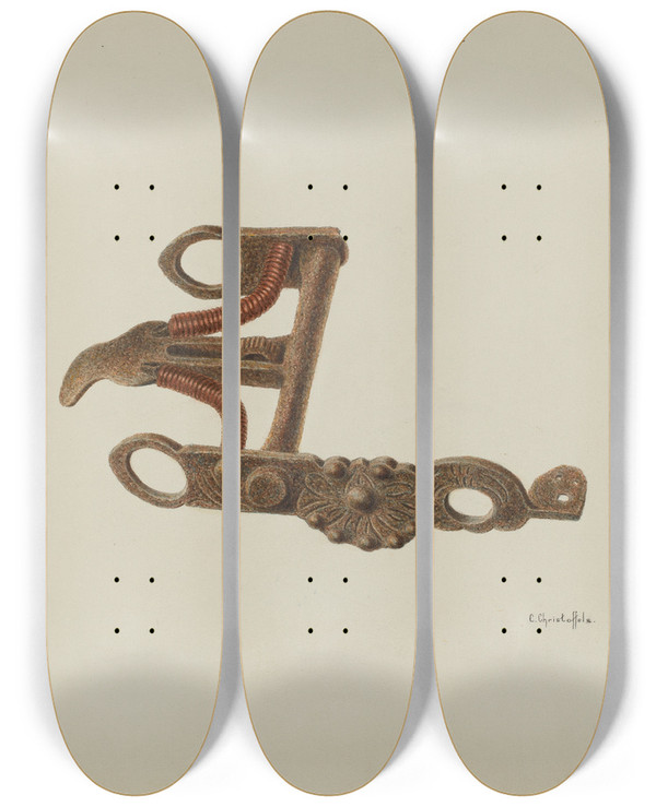 Triptych art skateboard deck of Cornelius Christoffels Bit_2 by Cornelius Christoffels (1879-1960)