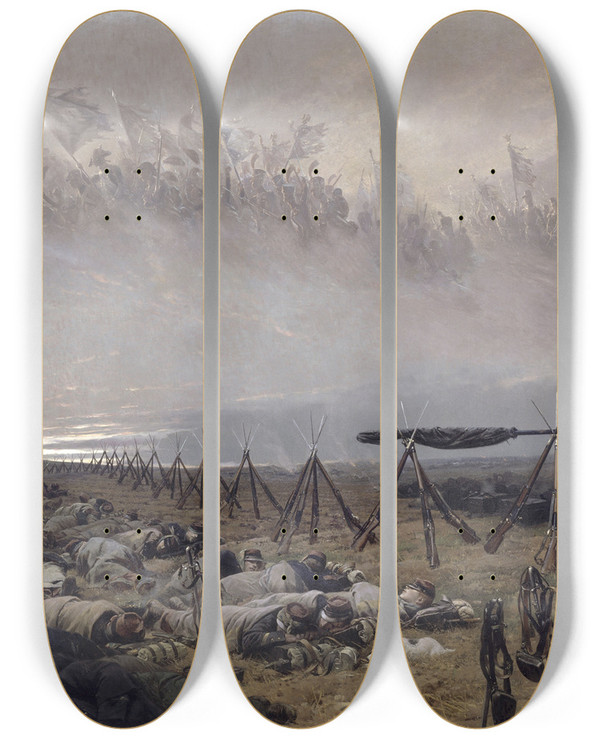Triptych art skateboard deck of Jeanbaptiste Douard Detaille The Dream_2 by Jean-Baptiste douard Detaille (1848-1912)