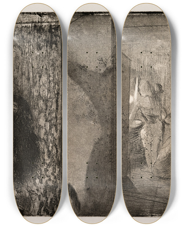 Triptych art skateboard deck of Edgar Degas Actresses In Their Dressing Rooms by Edgar Degas (1834-1917)