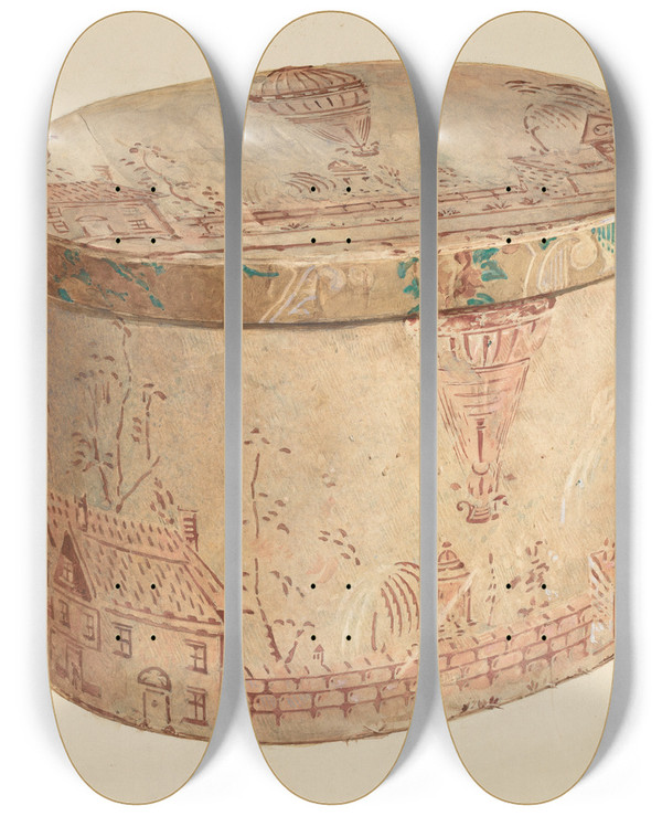 Triptych art skateboard deck of Gilbert Sackerman Bandbox_5 by Gilbert Sackerman (20-)