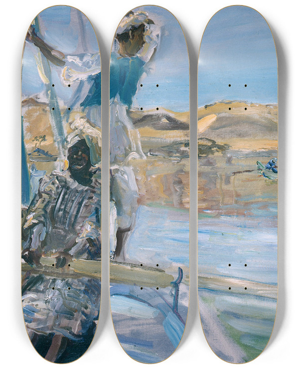 Triptych art skateboard deck of Max Slevogt Pirates by Max Slevogt (1868-1932)