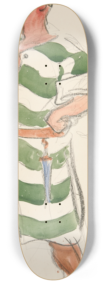 Edwin Austin Abbey - Fishmonger, costume sketch for Henry Irvings Planned Production of King Richard II 8.25 inch art skate deck