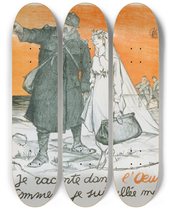 Triptych art skateboard deck of C Haulor Je Raconte Dans Loeuvre Comment Je Suis Alle Me Marier Sur Le Front by C Haulor (19-20-)
