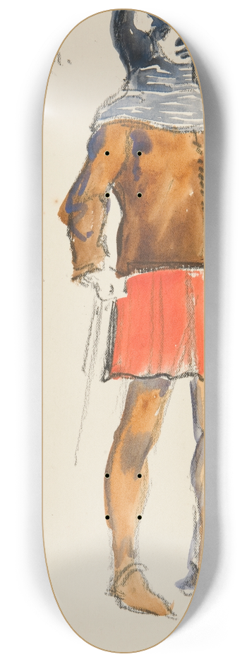 Edwin Austin Abbey - Glaiveman, costume sketch for Henry Irvings Planned Production of King Richard II 8.25 inch art skate deck