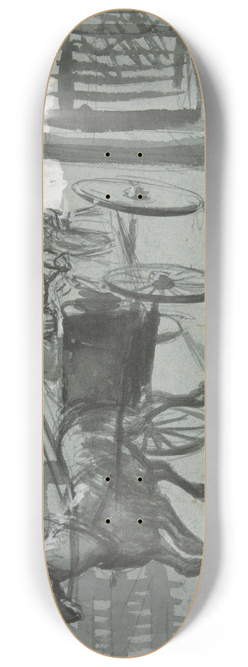 Edwin Austin Abbey - Group of people in an open cart 8.25 inch art skate deck